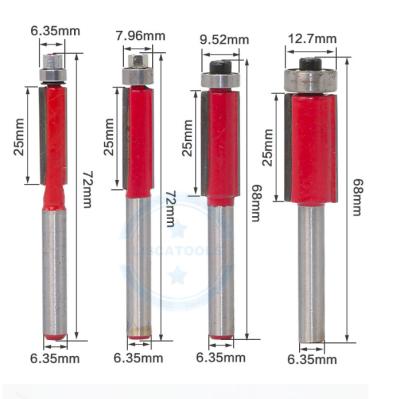 China L-N017 4PC 1/4 Leg Gauge Trim Hinge Wooden Trimming and Trimming Mortising Router Bit Backing Trim Flush Bit Cleaning Flush Trim Tenon Cutter for sale