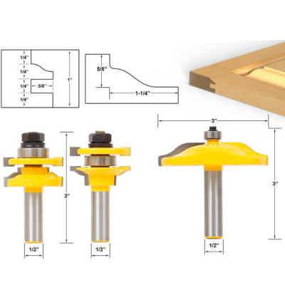 China L-N003 1# Panel Cabinet Door Expanded Router Bits Wood Trimming And Cutting Set 3 - 3 Bit 1/2