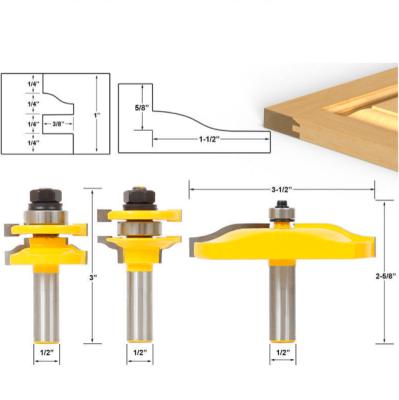 China L-N003 2# 3 PC Wood Trimming & Carving. Rail & Stile Router & Panel Riser Bit Set - Large Ogee Leg -1/2