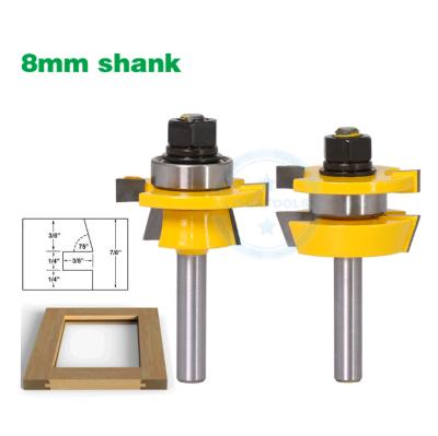 China L-N165 Wood Cutting Rail and Stile Router Bit Set - Shaker 2 PC. 8mm Leg Door Knife Woodworking Cutter Door Router Bit for sale