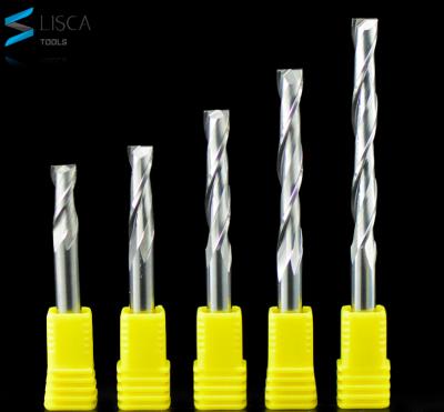 China Density Board 6mm Shank Acrylic Tungsten Carbide Tool CNC Engraving Two Flute Spiral Router Bits / End Mill Flat Bottom for sale