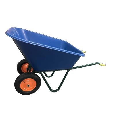 China Russia Style 6430 Wheel Barrow Garden 120L Construction Wheel Barrow Plastic Plastic Tray 2 Wheel for sale