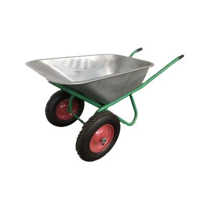 China Plastic Wheel Barrow wb6430 Russia Style 120L Garden Construction Wheel Barrow Plastic Tray 2 Wheel for sale