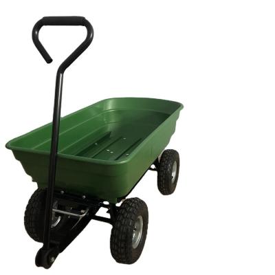 China Movable Objects Garden 125L Dump Truck Tool Trolley TC2135 4 Wheel Garden Tool Cart Portable Outdoor Trolley for sale