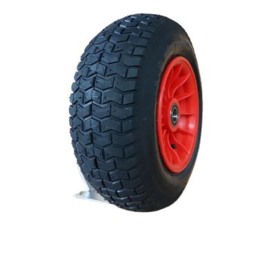 China Pneumatic machinery 16x6.50-8 tire air wheel for wheelbarrow trolley handtruck beach cart wheel plastic rim inflatable rubber wheel for sale