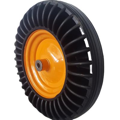 China Flat Free Wheelbarrow Hottest Wear Resistant Rubber Wheel 16 Inch For Machine Trolley for sale