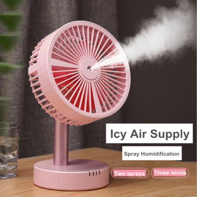 China Charging Jet Mini Fan Atomizing Humidifier Car USB Desktop Fan for sale