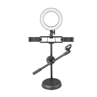 China Dual Microphone Ring Light Bracket Dimmable General Hot Selling Microphone Stand Live Broadcast Mobile Phone Holder for sale