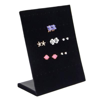 China Wholesale Earring Display L Shape Black Velvet Wrapped Earring Display Stand for sale