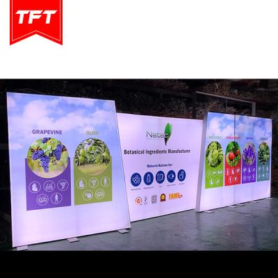 China Stylish Appearance TFT Systems 10'x20'x20' Free Standing Frameless Light Box Exhibition Booth Backlit Display for sale