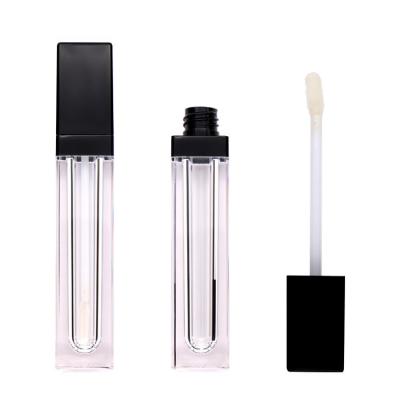 China Angular Blush Custom Logo Big Matte Brush Tip Small Slender Smudge Wand 10ml Private Label Lip Gloss Lip Gloss Squeeze Tubes With Magic Wands for sale