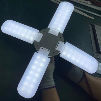 China Office Garage Deformation Foldable 65w Four Leaf Fan Blade Lights Industrial Led Light Household Led Bulb Lights for sale