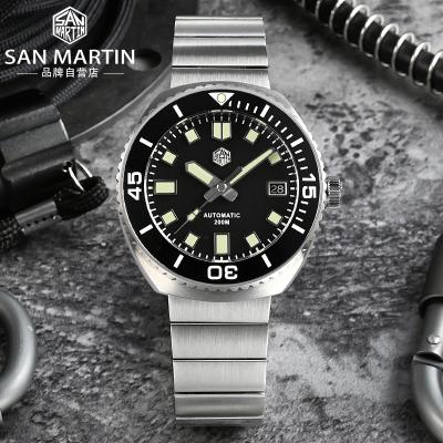 China Free Shipping San Martin Chronograph Sapphire C3 20atm Stainless Steel 316L Diver Automatic Mechanical Fluorescent Men's Rubber Watch For Sale for sale