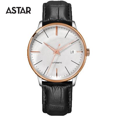 China Custom Solid Minimalist Mechanical Transparent Automatic Date Distributor Brand OEM Vintage 316L Stainless Steel Calendar Watch Man for sale