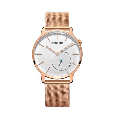 China Auto Date Dropshipping Fashion Casual Stainless Steel Japan Quartz Curved Stainless Steel Mesh Glass Milanese Wristwatch For Man for sale