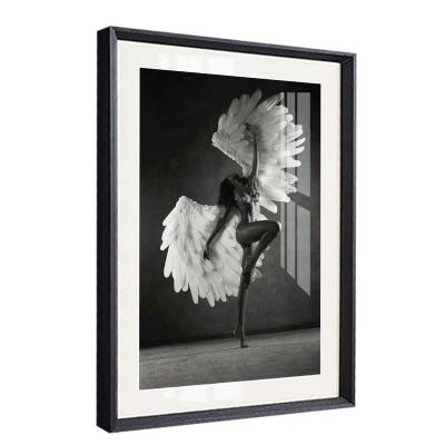 China Contemporary Black Dancing Woman With White Wings Girl Wall Art Canvas Painting For Living Room Decoration Nude Model Posters And Prints for sale