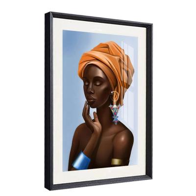 China Contemporary Abstract African Girl Oil Painting Art On Canvas Poster And Prints Color Woman Portrait Wall Decor Pictures For Living Room for sale