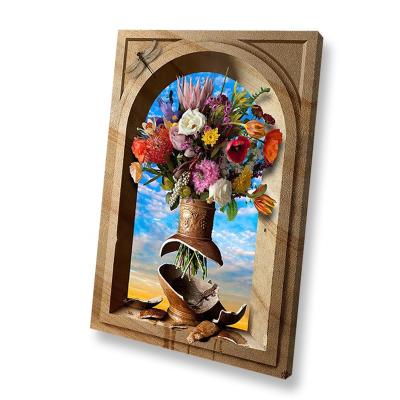 China Contemporary Vintage Window Sill Bouquet Wall Decor Painting Art On Canvas Prints Bright Colors Flower Poster Pictures For Living Room for sale