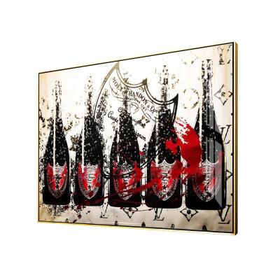 China Contemporary Abstract Wall Art Champagne Pop Painting On Canvas Graffiti Prints Luxury Red Wine Decor Poster Pictures For Living Room for sale