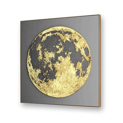 China Contemporary Abstract Canvas Prints Home Art Poster Giclee Framed Oil Gold Foil Moon Picture Decor Earth Painting For Living Room Wall Painting for sale