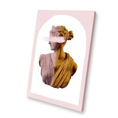 China Contemporary Abstract Greek Painting Art On Canvas Golden Pink Woman Statues Poster Carving Decorative Wall Pictures For Living Room for sale