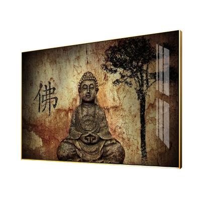 China Contemporary Abstract Vintage Buddha Poster Buddhism Fabric Painting and Zen Art Canvas Wall Picture Print On For Religion Decoration for sale