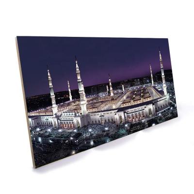 China Contemporary Canvas Art Paintings Muslim Building Wall Art Pictures Islamic Decorative Poster Cuadros de Mecca Mosque Night City Landscape for sale