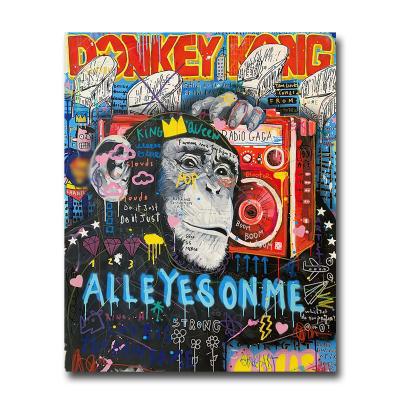 China Modern Kings Fashion Graffiti Art Canvas Paintings Monkey Posters and Art Home Decor Animals Wall Decorative Print Street Picture for sale