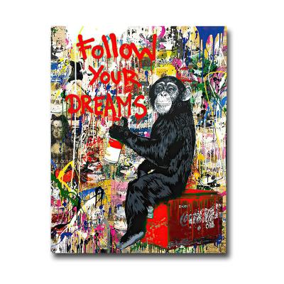 China Graffiti Art Canvas Paintings Art Posters Decor Monkey Kings Fashion and Art Home Decor Animals Wall Decorative Print Street Picture for sale