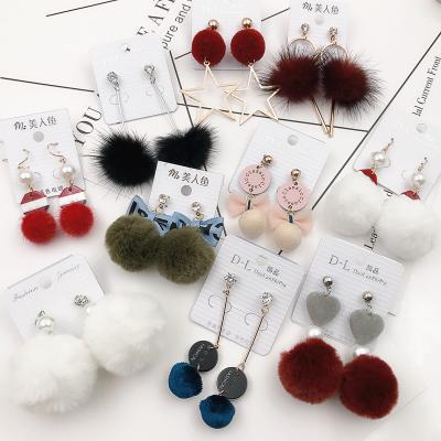 China Dozen Velvet Ball Winter Earring Fashion Earring Free Sample Matching Earring Fashion Jewelry Dozen for sale