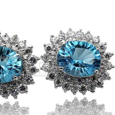 China Free Sample Sapphire Earring Rhodium Stud Earring Lady Neo-Gothic Crystal Fancy Jewelry Earring for sale