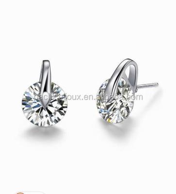 China Cute Trendy Stick Earring Piercing CZ Zirconia Rhodium Earring Zircon Around Stick Crystal Earring for sale