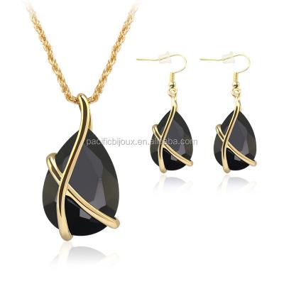 China CLASSIC Cheap Black Crystal Jewelry Set Promotional Jewelry Big Crystal Jewelry Set for sale