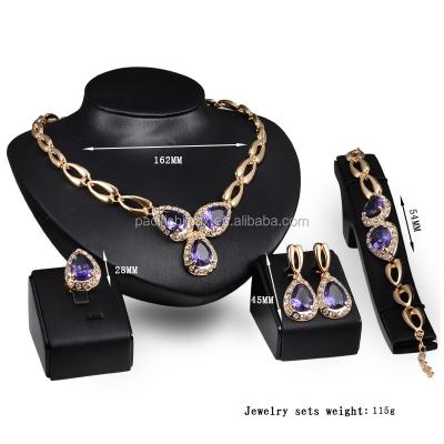 China Neogothic Women's Party Luxury Zircon Gold Filled Jewelry Sets18k Gold Four Piece Jewelry Set for sale