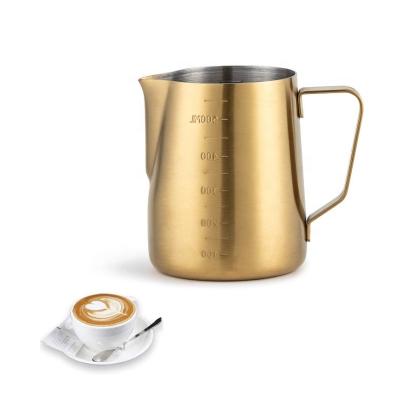 China Gold Jug Art Milk Jug Espresso Cappuccino Frothing Steaming 12 oz 20 oz Rose Gold Stainless Steel Kitchen Tool Viable Latte for sale