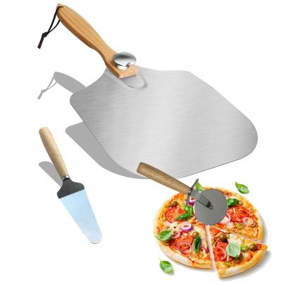 China Custom Foldable Wood Handle Pizza Shovel Aluminum Pallet Skin Set Viable for sale