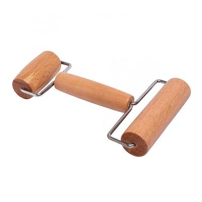 China New Design Sustainable Beech Wooden Double Sided Non Stick Mini Baking Pizza Pastry Dough Rolling Pin Roller for sale