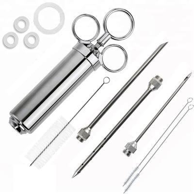 China Viable Custom BBQ Meat Turkey Poultry Marinade Stainless Steel Food Injector Seasoning Set for sale