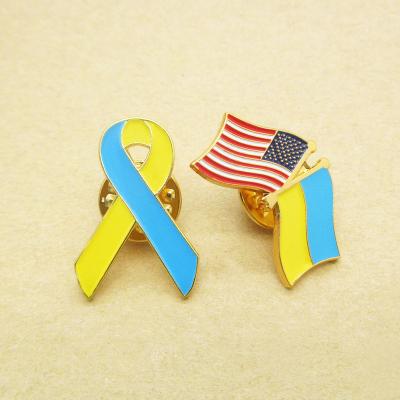 China Custom Factory Soft Flag Pins Flag Europe Ukraine Metal Enamel Lapel Pin Badges for sale