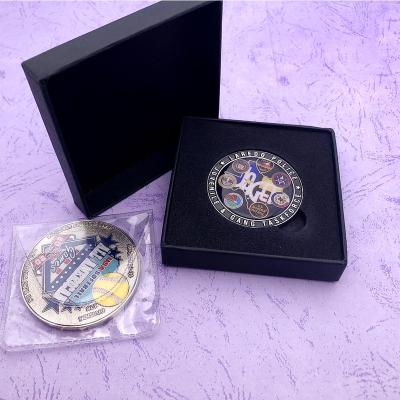 China PVC Material Custom USD Coin Europe 2D/3D Metal Challenge Paper Box For Wholesale for sale