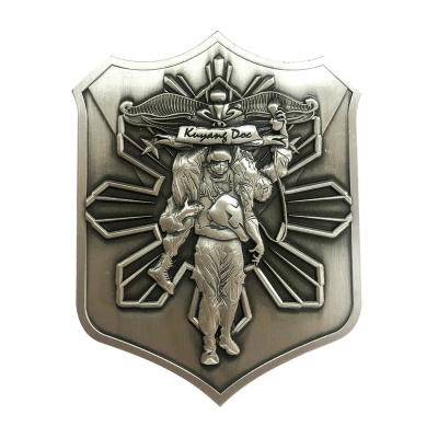 China Europe Factory Personalized Customization Free Mold Cost Shield Challenge Coin Antique Nickel Plated Zinc Alloy Coins for sale