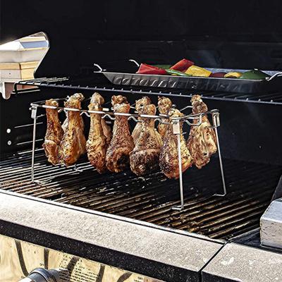 China Wing Grill Rack Roaster Chicken Leg Stand BBQ Wing Rack Stainless Steel Chicken Leg Stand for sale