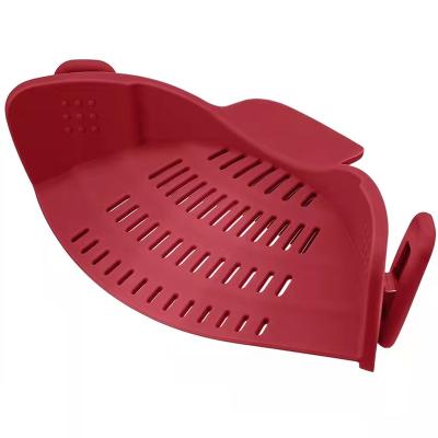 China Hot Selling Stored Viable Kitchen Pasta Clip On Silicone Colander Food Strainer For All Pots And Pans for sale