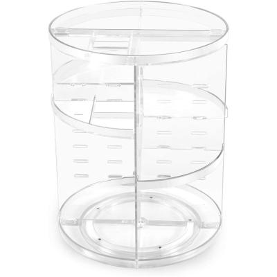 China High Quality Jewelry Cosmetics Sundries Storage Around 360 Clear Plastic Cosmetic Organizer Rotating Jewelry Makeup Storage Box for sale