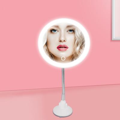 China Goseneck Sucker Lighted Home Mirror LED Light Cosmetic Mirror Vanity Lamp for sale