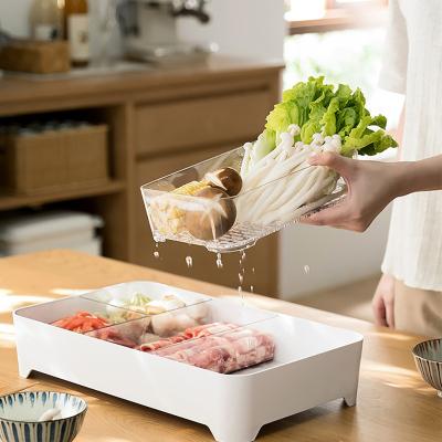 China Sustainable Plastic Home Vegetable Storage Box Prepare Dish For Hot Pot Box for sale