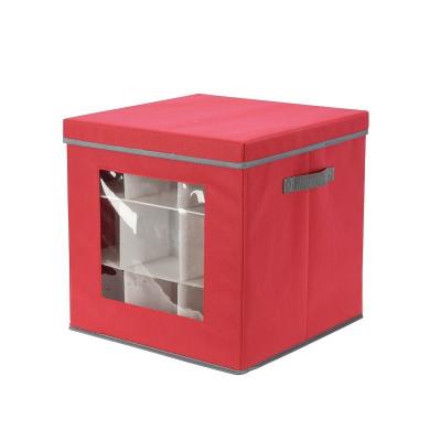 China Viable Holiday Ornament Storage Bag Christmas Ornament Storage Box Handbag Red Christmas Ornaments Bag for sale