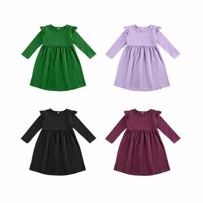 China Wholesale Washable Girl's Clothing Full And Winter Sheath Long Cute Baby Dresses Cotton Ruffle White Kids Dress for sale