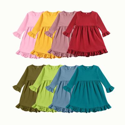 China Toddler Girl Boutique Dress Long Sleeve Cute Sale Ruffle Dress Baby Washable Hot Casual Fashion Long Sleeve Ruffle Dress for sale