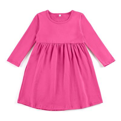 China Anti-wrinkle Spring Baby Dress Knee Length Casual Long Sleeve Cotton Empty Kids Girls Dress for sale